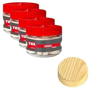 TOX set met dwars-houtschijven Cookie Wood in 4 maten: 35/40/45/50 mm, van sparrenhout voor repareren en opvullen van fouten in hout, 55 dlg., 015909018