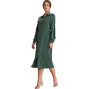 NA-KD Midi-jurk met knopen voor dames, casual, groen, EU 36