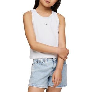Tommy Hilfiger Essential Rib Lace tanktop gebreid voor meisjes, Wit, 12 jaar