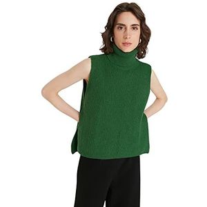 TRENDYOL Dames Slit Detailed Knitwear Sweater, Groen, S, groen, S