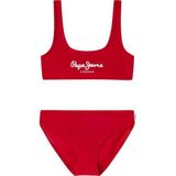 Pepe Jeansvoor meisjes. PGB10420 Bikini van lichte en rekbare rode stof (10Años= 140cm), Rood, Strandkleding, Polyamide, kinderkleding