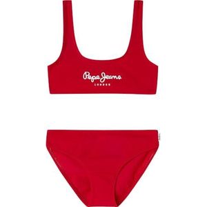 Pepe Jeansvoor meisjes. PGB10420 Bikini van lichte en rekbare rode stof (10Años= 140cm), Rood, Strandkleding, Polyamide, kinderkleding