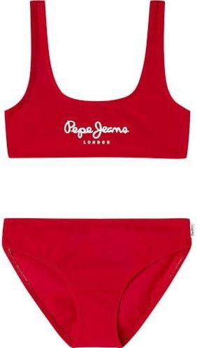 Pepe Jeansvoor meisjes. PGB10420 Bikini van lichte en rekbare rode stof (10Años= 140cm), Rood, Strandkleding, Polyamide, kinderkleding