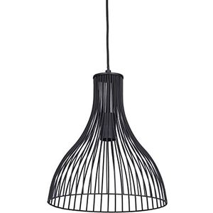 Relaxdays hanglamp draad, 1-lichts plafondlamp, E27-fitting, draad-look, HxØ: 140 x 30 cm, modern design - metaal, zwart