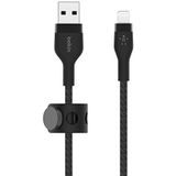 Belkin BoostCharge Pro Flex gevlochten USB Type A/Lightning-kabel (2 m), MFi-gecertificeerde laadkabel voor iPhone 14/14 Plus, 13, 12, Pro, Max, mini, SE, iPad en meer – Zwart