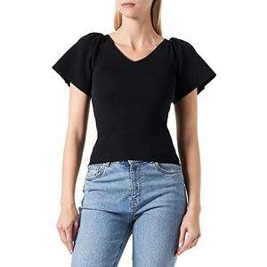 VERO MODA Dames VMGINNY SS V-hals NOOS trui, zwart, M, zwart, M