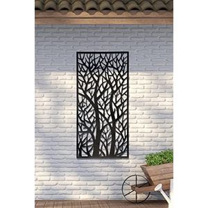MirrorOutlet Metalen tuinscherm Extra groot boomeffect, zwart, 120 x 60 cm