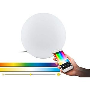 Eglo Connect Monterolo-C, Smart Home buitenlamp, staande lamp van kunststof, fitting: E27, dimbaar, wit-tinten en kleuren instelbaar, Ø: 30 cm, IP65,