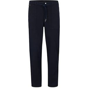 BOSS Sisla-PP Regular Fit broek voor heren, van linnen en katoen, donkerblauw, 52