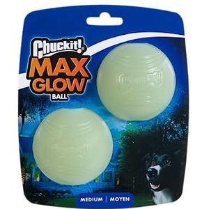 Chuckit - Max Glow Ball Medium 2 pak - 6 cm - hondenspeelgoed - 1 stuk