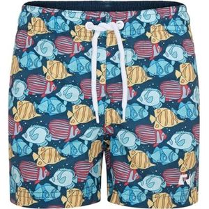 RIPT Essentials Jongenszwemshort Quick Dry UV 50 Zonbescherming Peach Finish Zwemshort Trunks, Blauw/Geel, 7-8 Jaren