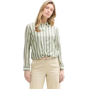 TOM TAILOR Damesblouse, 37393 - Green Olive Woven Stripe, 42