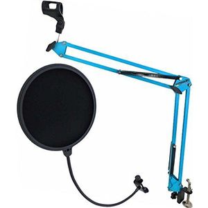 Keepdrum NB35 BL Blauw scharnierarm microfoonstatief + popbescherming popfilter EMH