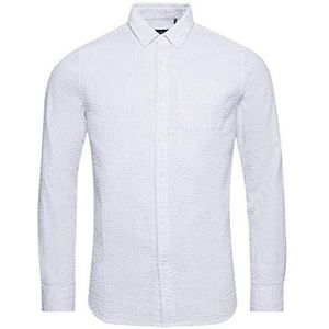 Superdry Seersucker LS Shirt Flat Grey Stripe 3XL Heren, Flat Grey Stripe, 3XL