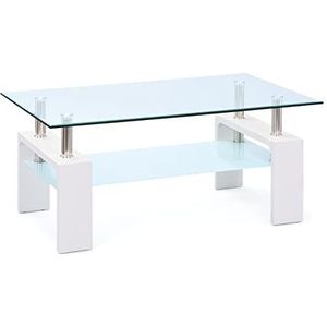 Inter Link salontafel van glas, woonkamertafel, koffietafel, wit