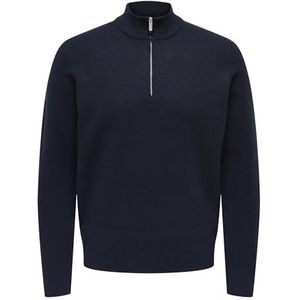ONSCOOPER REG 12 Half Zip HIGH Neck Knit, navy, M