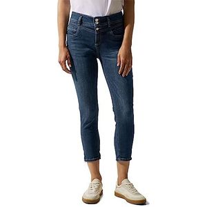 Street One 7/8 slimfit jeansbroek voor dames, met hoge tailleband, Donkerblauw Soft Washed, 26W x 26L