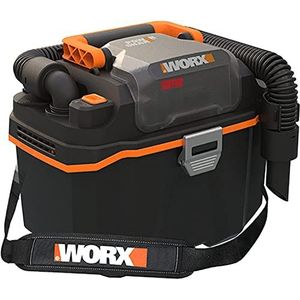 WORX WX031.9 accu nat-/droogzuiger - mobiel en handig - 20V - met spleetmondstuk en breedstraalmondstuk - zonder accu en oplader, zwart/oranje