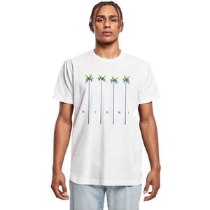Mister Tee Miami Palms Tee T-shirt met ronde hals voor heren, wit, M