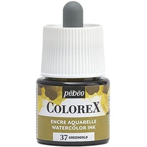 Pébéo - Kleuren Colorex Greengold 45 ml - Colorex inkt aquarel pebeo - inkt groen - inkt voor tekenen met meerdere gereedschappen - 45 ml - Greengold
