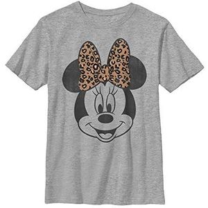 Disney Characters Modern Minnie Face Leopard Boy's Crew Tee, Athletic Heather, Small, Athletic Heather, S