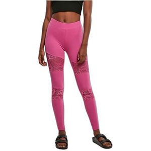 Urban Classics Dameslegging Ladies Laces Inset sportleggings, fitness- en yogabroek met bloemenkant, verkrijgbaar in 3 kleurvarianten, maten XS - 5XL, Brightviolet, 5XL