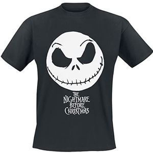 T-Shirt met Korte Mouwen The Nightmare Before Christmas Jack Face Zwart Uniseks