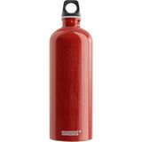 SIGG - Aluminium drinkfles, Traveller rood, klimaatneutraal gecertificeerd, geschikt voor koolzuurhoudende dranken, lekvrij, vederlicht, BPA-vrij, rood, 1 liter