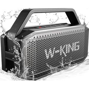 W-KING draagbare luide Bluetooth-luidsprekers met subwoofer, 60 W (80 W piek) buitenluidsprekers Bluetooth draadloze waterdichte luidspreker, diepe bas/V5.0/40H Play/Power Bank/TF-kaart/AUX/EQ