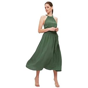 Trendyol Dames Khaki-Belted Cocktail Dress, 40