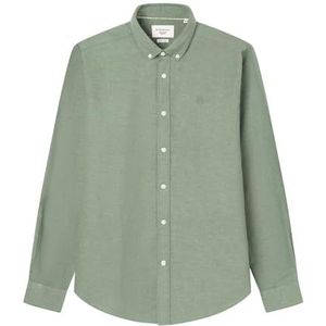 SPRINGFIELD Linen Basic European Flax Herenhemd, Groengrijs., S