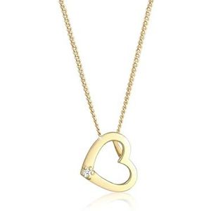 Elli DIAMONDS Halsketting Dames Hart Liefde met Diamant (0.015 ct.) in 585 Geel Goud