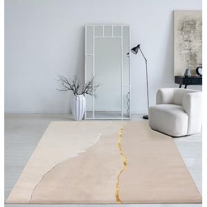 Mia's Teppiche Cielo Modern dicht laagpolig tapijt voor woonkamer en slaapkamer, elegante glans, glansvezel, hoog-laag-effect, veer, crème, 80 x 300 cm