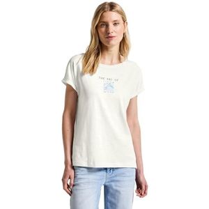 Shirttop - Offwhite - Print - Korte Mouwen - Ronde Hals