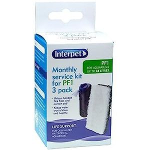 Interpet Maandelijkse Service Kit voor Interpet PF1 Aquarium Power Filter, floss en carbon gebonden vervangende schuimen (Pack van 3)