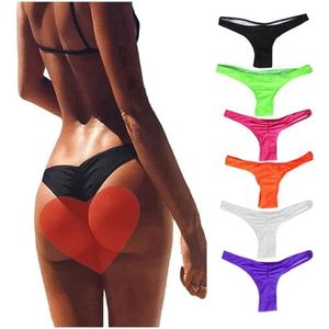 FOCUSSEXY Women's Hot Summer Brazilian Beachwear Bikini Bottom Thong Swimwear Rose Red
