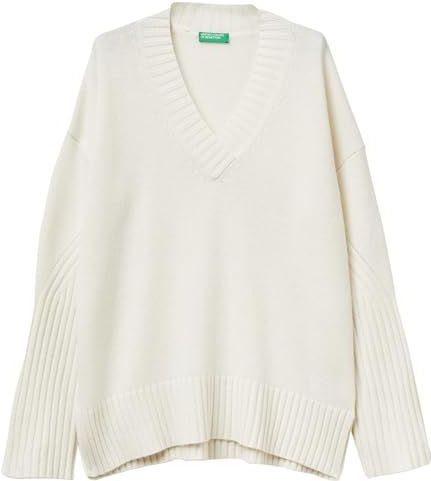 United Colors of Benetton T-shirt met V-hals M/L, Wit, M