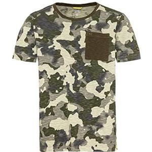 camel active Heren T-shirt met korte mouwen met camouflageprint, Kaki, M