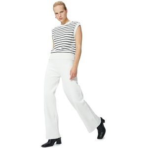 Koton Dames Medium Rise Wide Leggings Shorts, Ecru(010), M