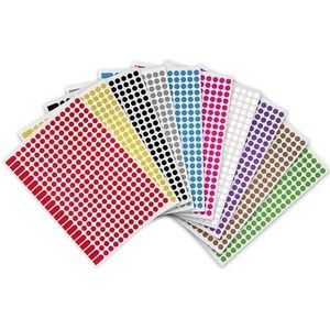 AVERY - 5880 plakpunten, 8 mm, bedrukbaar, meerkleurig, roze, zwart, wit, bruin, paars, grijs, goud, rood, groen, blauw