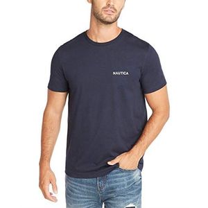 Nautica Heren T-shirt met korte mouwen en ronde hals, Marineblauw Solid, L