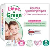 Love & Green - Gezonde en milieuvriendelijke babyluiers – maat 6 (15 + kg) – 34 luiers – absorberend, lekvrij en zonder ongewenste ingrediënten