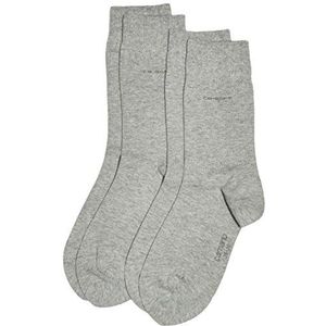 Camano Uniseks set van 2 eenkleurige katoenen sokken met versterkte hiel en teen, voor dames en heren, grijs 10, 35/38 EU