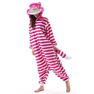 Beauty Shine Unisex Volwassen Dier Paars Draak Kostuum Halloween Onesies Cosplay Pyjama, Cheshire Kat, XL