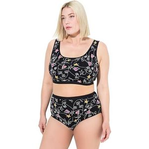 Ulla Popken Grote maten grote maten plus size maxislips, 3-pack, hoge taille, zwart, 42/44