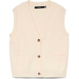 Vero - Oda Vsaba Sl V-neck Button Vest - Beige - Gebreid Vest
