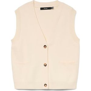 Vero - Oda Vsaba Sl V-neck Button Vest - Beige - Gebreid Vest