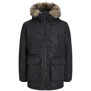 JACK & JONES Jjeconstruct Faux Fur Sn Parka voor heren, zwart, XL