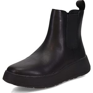 Fitflop F-Mode Leren Flatform Chelsea Boots voor dames, Zwart, 39 EU