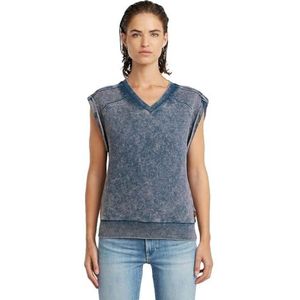 G-STAR - Washed Sweater - Midden Blauw - Dames - Mouwloos - 100% Biologisch Katoen